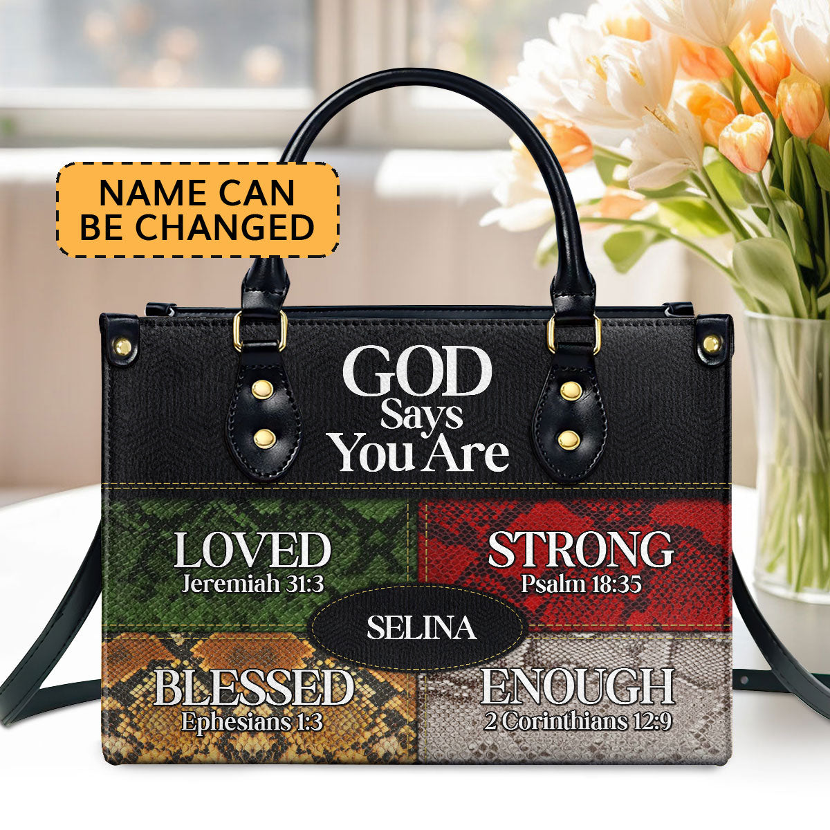 Personalized Leather Handbag With Zipper | Gift For Her | God Says I Am LHBNUH682