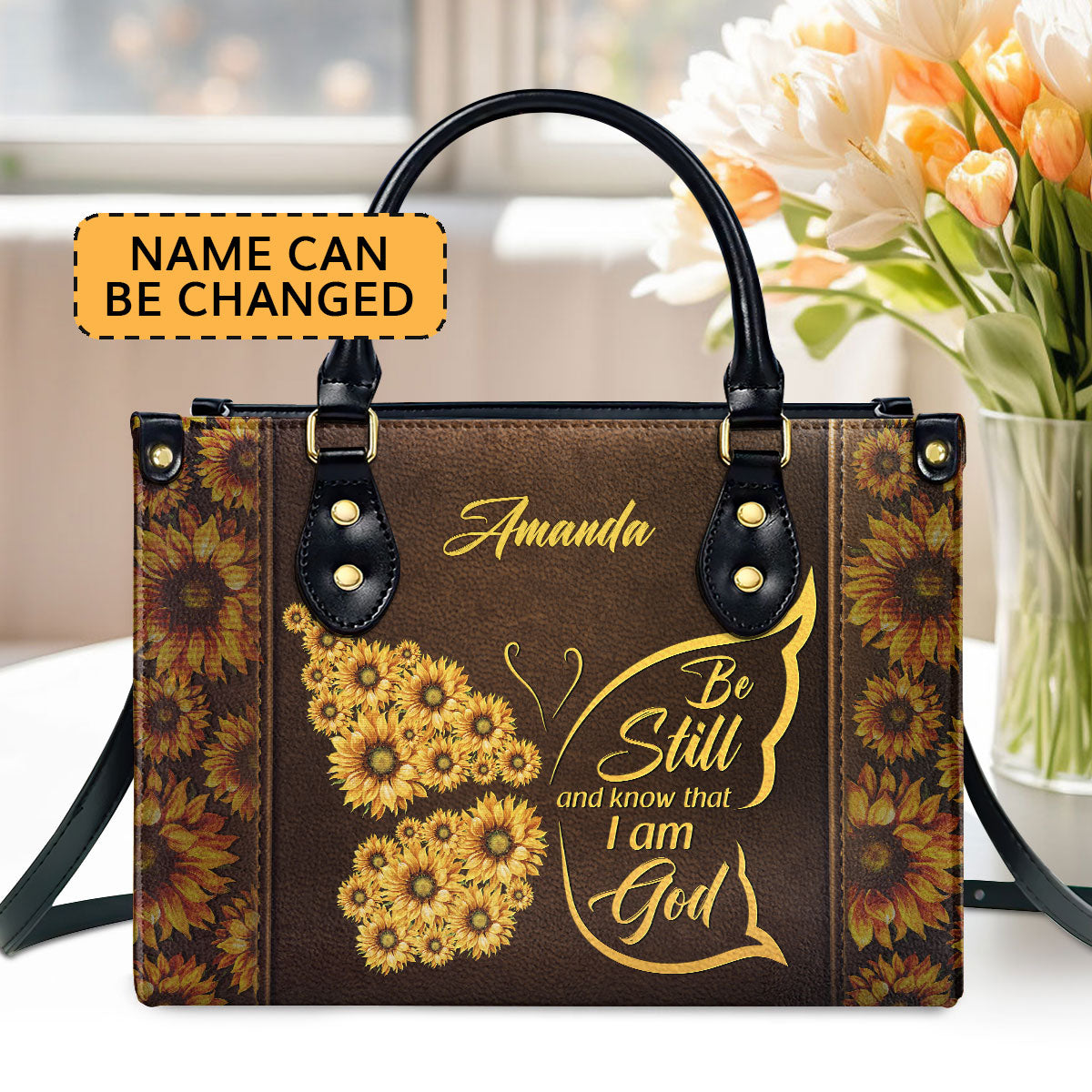 Be Still And Know That I Am God | Personalized Leather Handbag With Handle | Psalm 46:10 | Christ Gifts For Religious Women LHBHN666