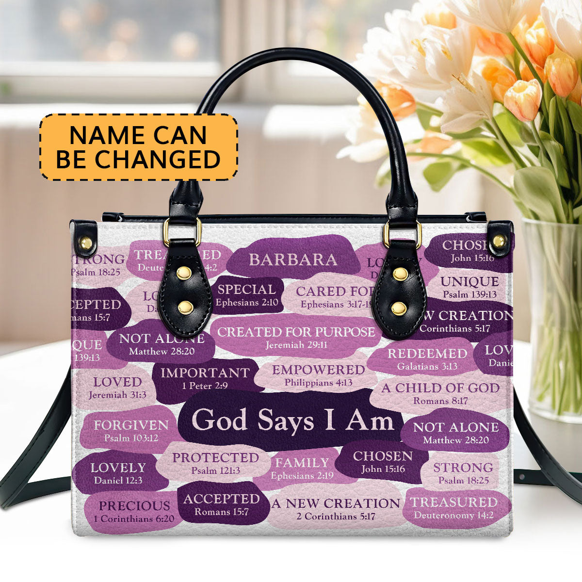 Personalized Zippered Leather Handbag | What God Says About You | Spiritual Gift For Worship Members LHBHN699