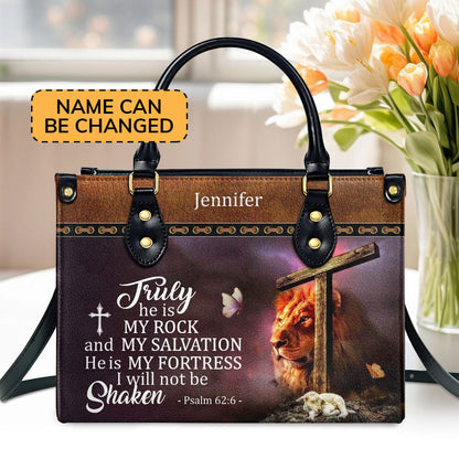 Meaningful Personalized Leather Handbag - Truly He Is My Rock And My Salvation NUM443