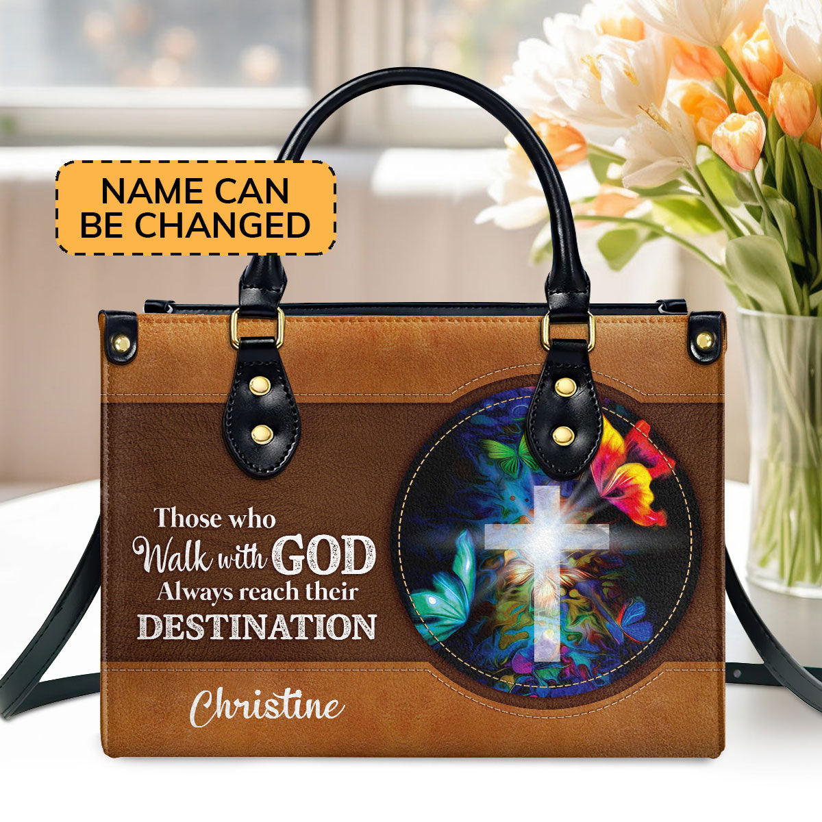 Those Who Walk With God Always Reach Their Destination - Special Cross Leather Handbag NUH266