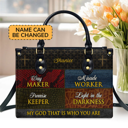 Personalized Leather Handbag With Zipper | Way Maker LHBM727