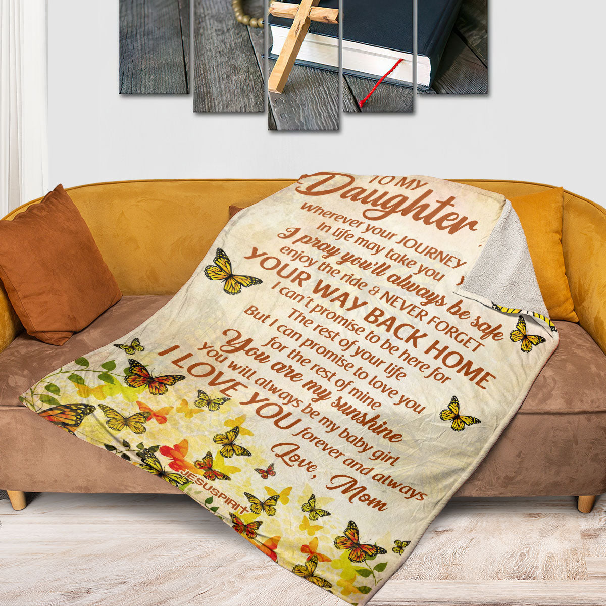 Thoughtful Gift For Daughter | Personalized Butterfly Fleece Blanket | You Will Always Be My Baby Girl FBHN614