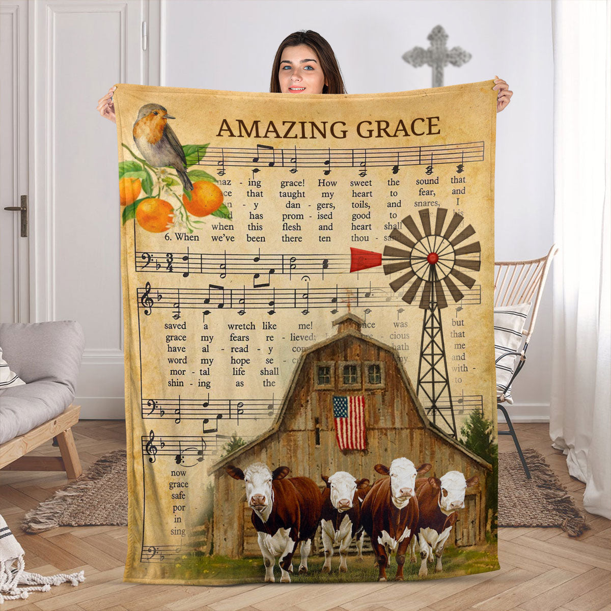 Meaningful Fleece Blanket | Amazing Grace | Unique Religious Gifts For Christian Family FBH778