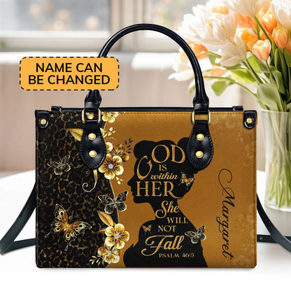 Personalized Leather Handbag With Zipper | God Is Within Her LHBM747