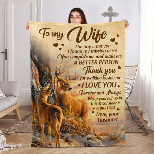 Fleece Blanket For Christian Wife | Religious Anniversary Gifts | You Complete Me And Make Me A Better Person FBH821