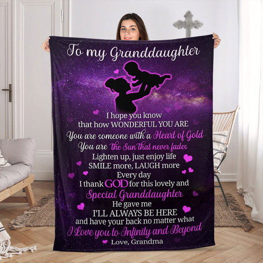 Fleece Blanket | Meaningful Christian Gifts From Grandma To Granddaughter | I Love You To Infinity And Beyond FBH796