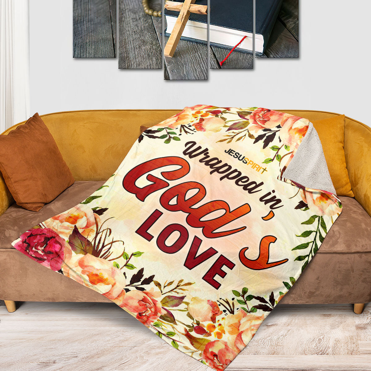 Wrapped In God’s Love | Spiritual Gift Of Faith For Christian People | Flower Fleece Blanket FBHN679