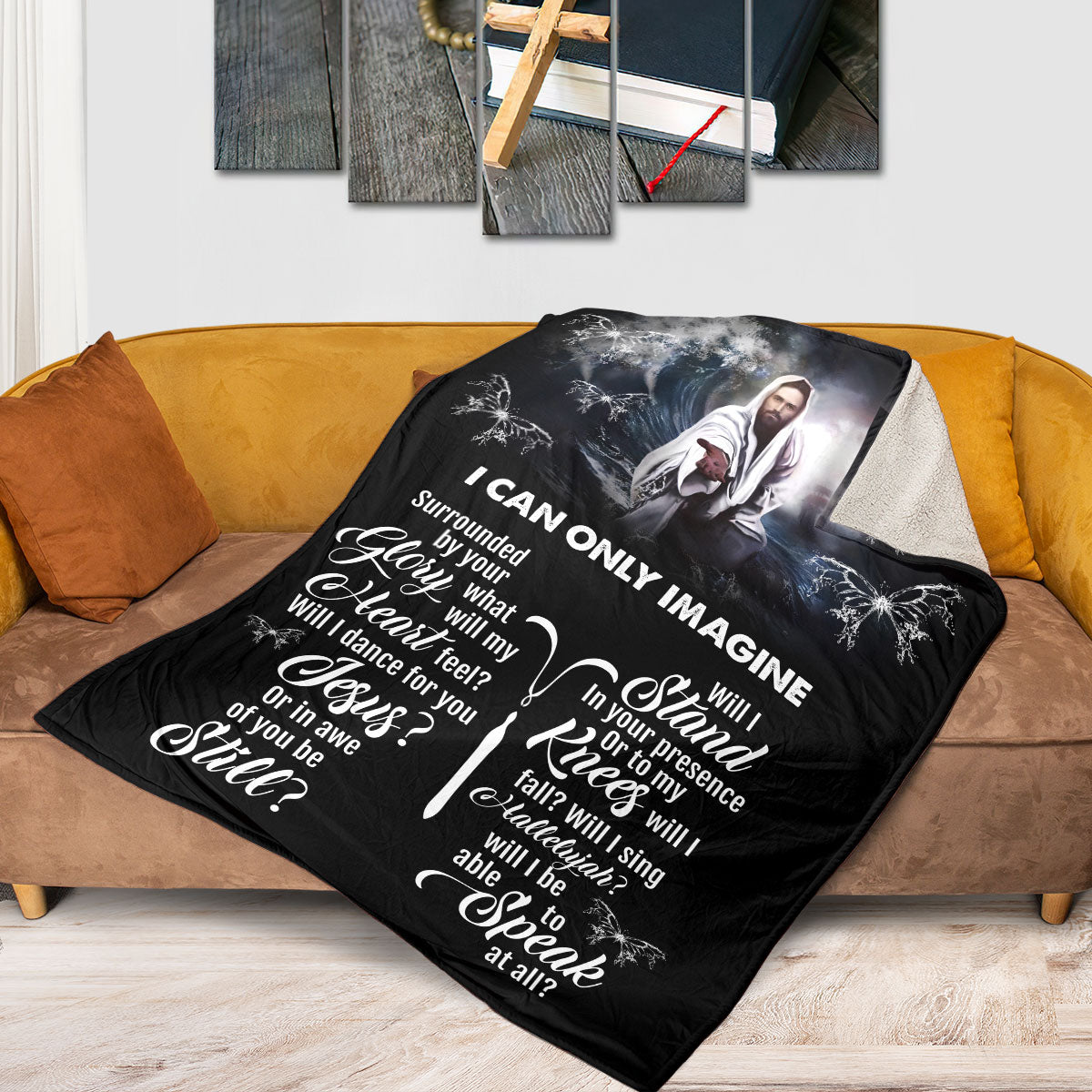 Faithful Gift For Church Members | Jesus And Butterfly | I Can Only Imagine | Fleece Blanket FBHN624