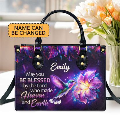 Personalized Leather Handbag With Zipper | Be Blessed LHBHN900