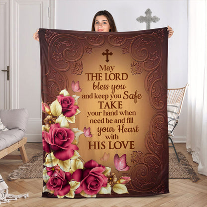 Inspiration Gift For Women | Roses Fleece Blanket | May The Lord Bless You FBH609