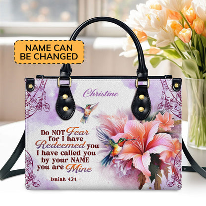 Personalized Zippered Leather Handbag With Handle | Religious Gift For Worship Friends | I Have Called You By Your name LHBM768