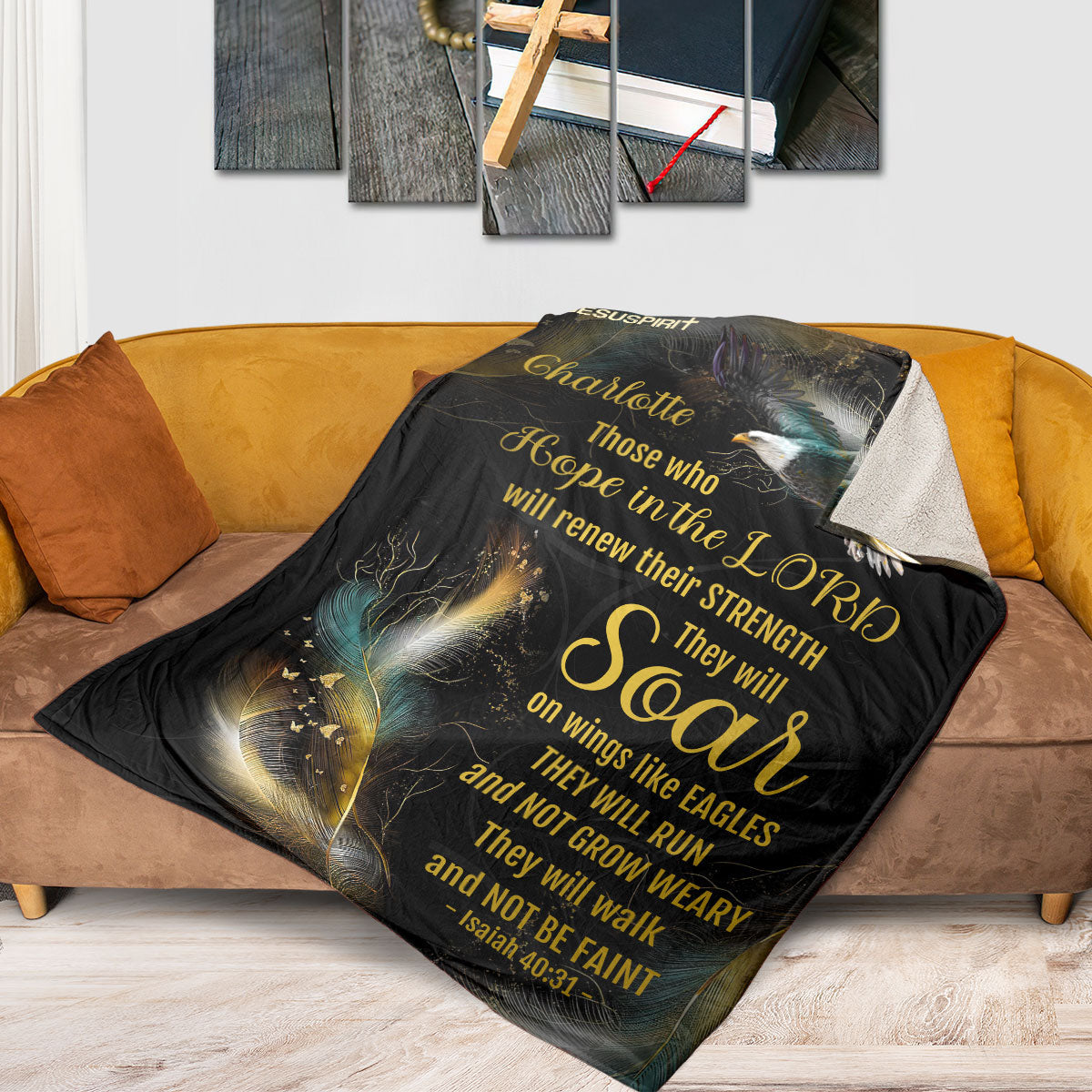 Personalized Fleece Blanket | Those Who Hope In the Lord Will Renew Their Strength | Isaiah 40:31 FBHN626