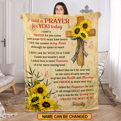 Personalized Sunflower Fleece Blanket | Best Gift For Christians | A Prayer For You Today FBH607