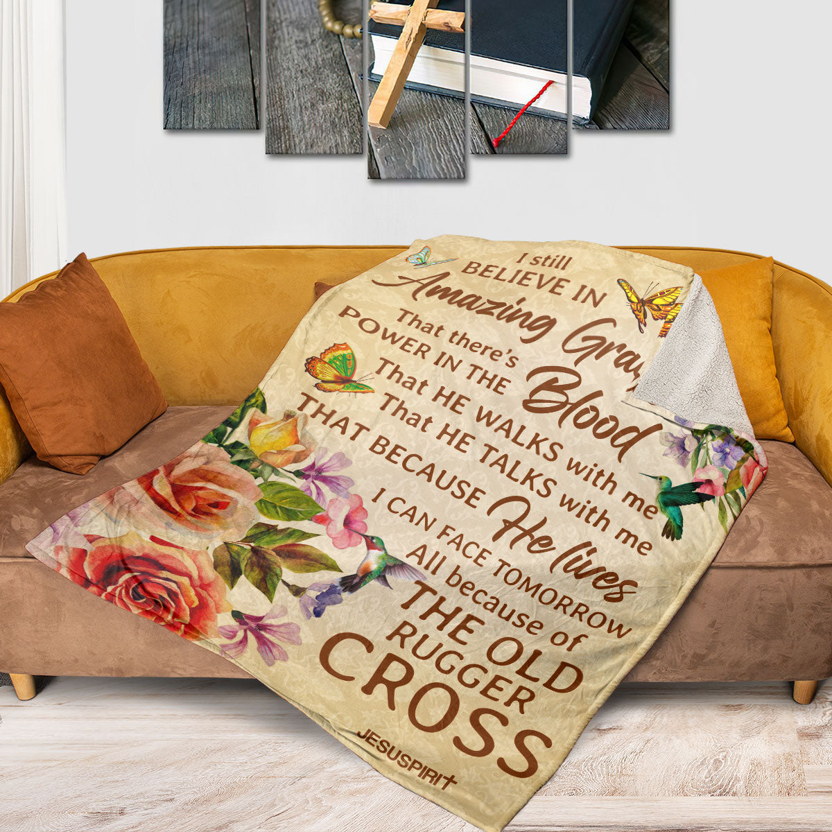 Rose And Butterfly | I Still Believe In Amazing Grace | Beautiful Fleece Blanket For Christians FBHN615