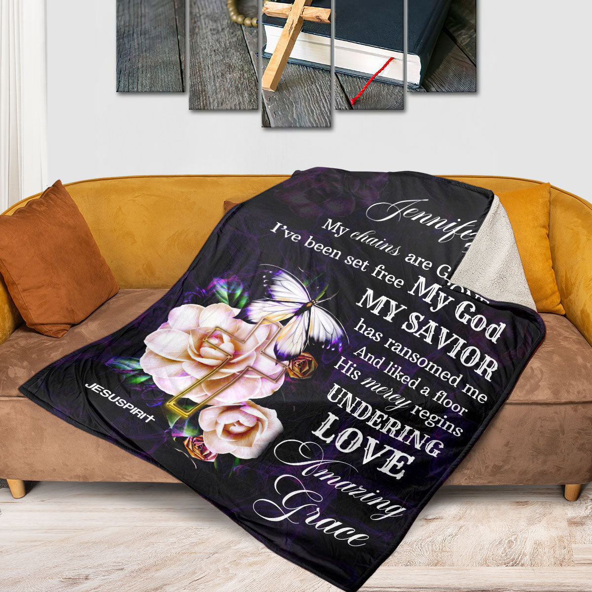 My God My Savior | Meaningful Personalized Fleece Blanket | Rose And Cross FBHN620