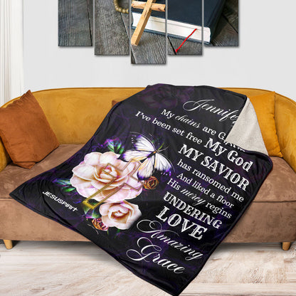 My God My Savior | Meaningful Personalized Fleece Blanket | Rose And Cross FBHN620