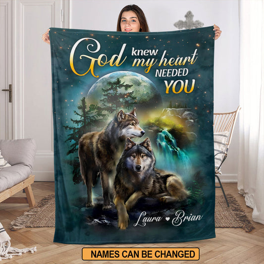 God Knew My Heart Neeeded You | Best Valentine Gifts For Christian Couple | Personalized Fleece Blanket FBH822