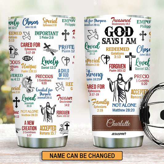 What God Says About You | Unique Scripture Gifts For Christian Friends | Personalized Christian Stainless Steel Tumbler 20oz SSTH742A