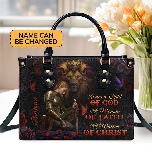 Personalized Leather Handbag With Zipper | A Woman Of Faith LHBM728