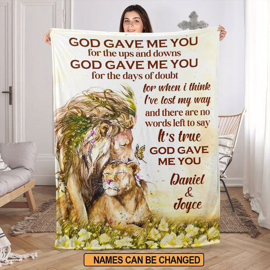 Personalized Lion Fleece Blanket | God Gave Me You | Must-Have Item For Couple FBH610