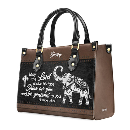 Unique Personalized Elephant Leather Handbag - May The Lord Make His Face Shine On You HN13