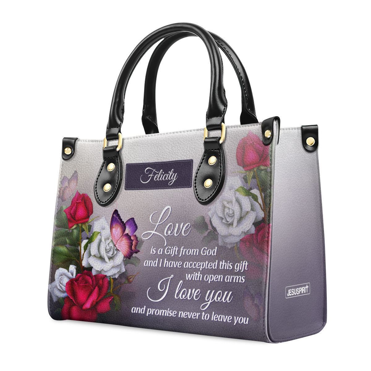 Love Is A Gift From God | Religious Romantic Gifts For Christian Women | Personalized Leather Handbag With Handle LHBH833