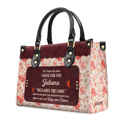 Jeremiah 29:11 | Personalized Zippered Leather Handbag | For I Know The Plans I Have For You | Religious Gift For Female Pastors LHBHN802