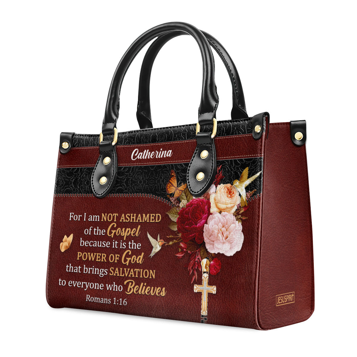 Lovely Personalized Leather Handbag - For I Am Not Ashamed Of The Gospel NUM467