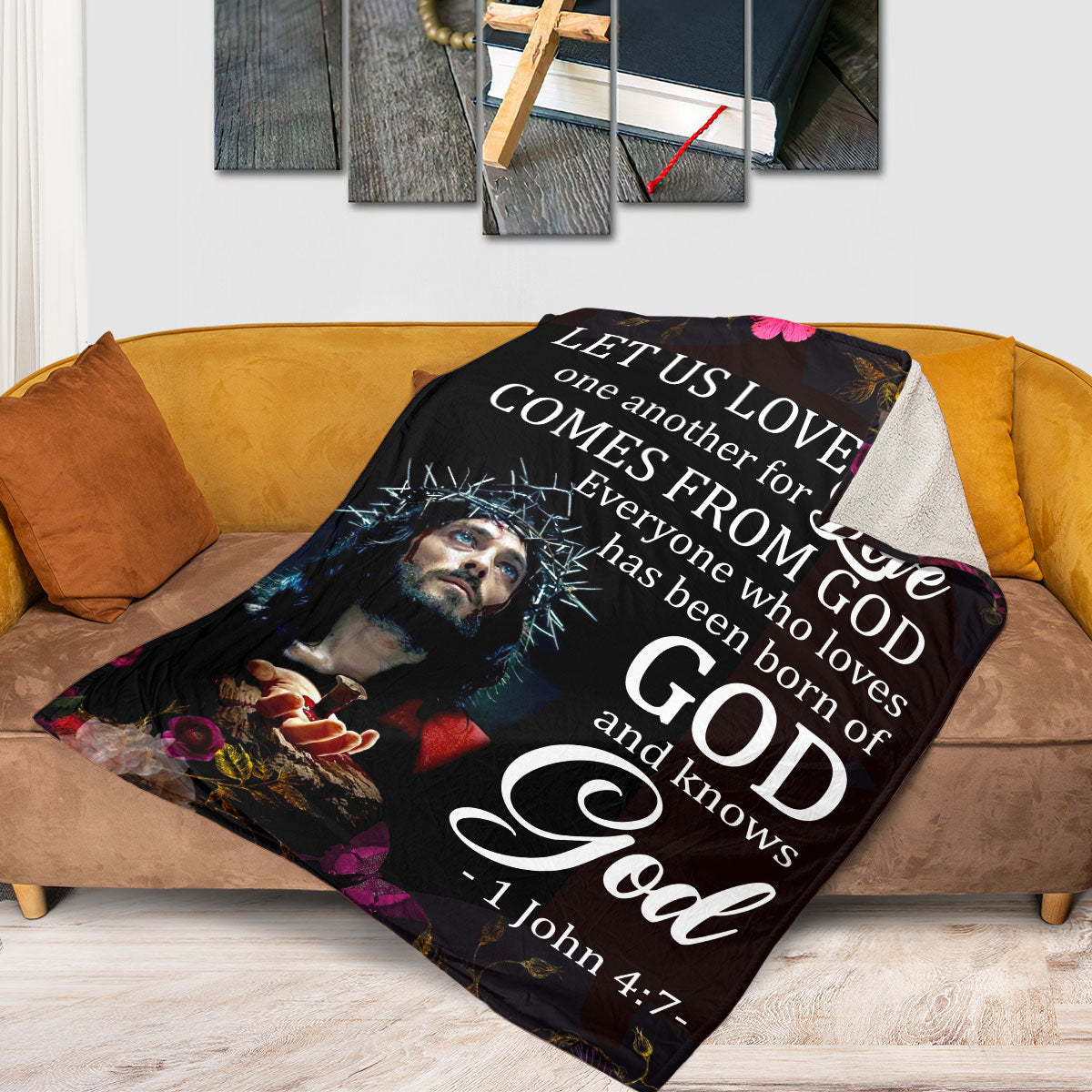 Everyone Who Loves Has Been Born Of God And Knows God | 1 John 4:7 | Jesus Fleece Blanket FBM634