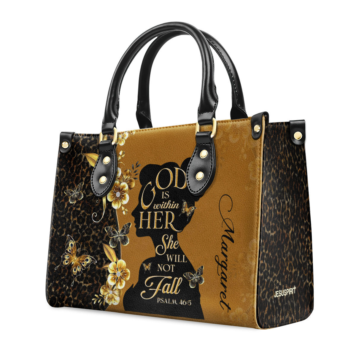 Personalized Leather Handbag With Zipper | God Is Within Her LHBM747