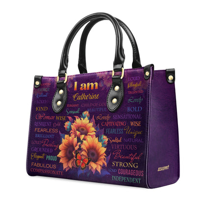 I Am Fearless | Gift For Her | Personalized Zippered Leather Handbag With Handle LHBM718