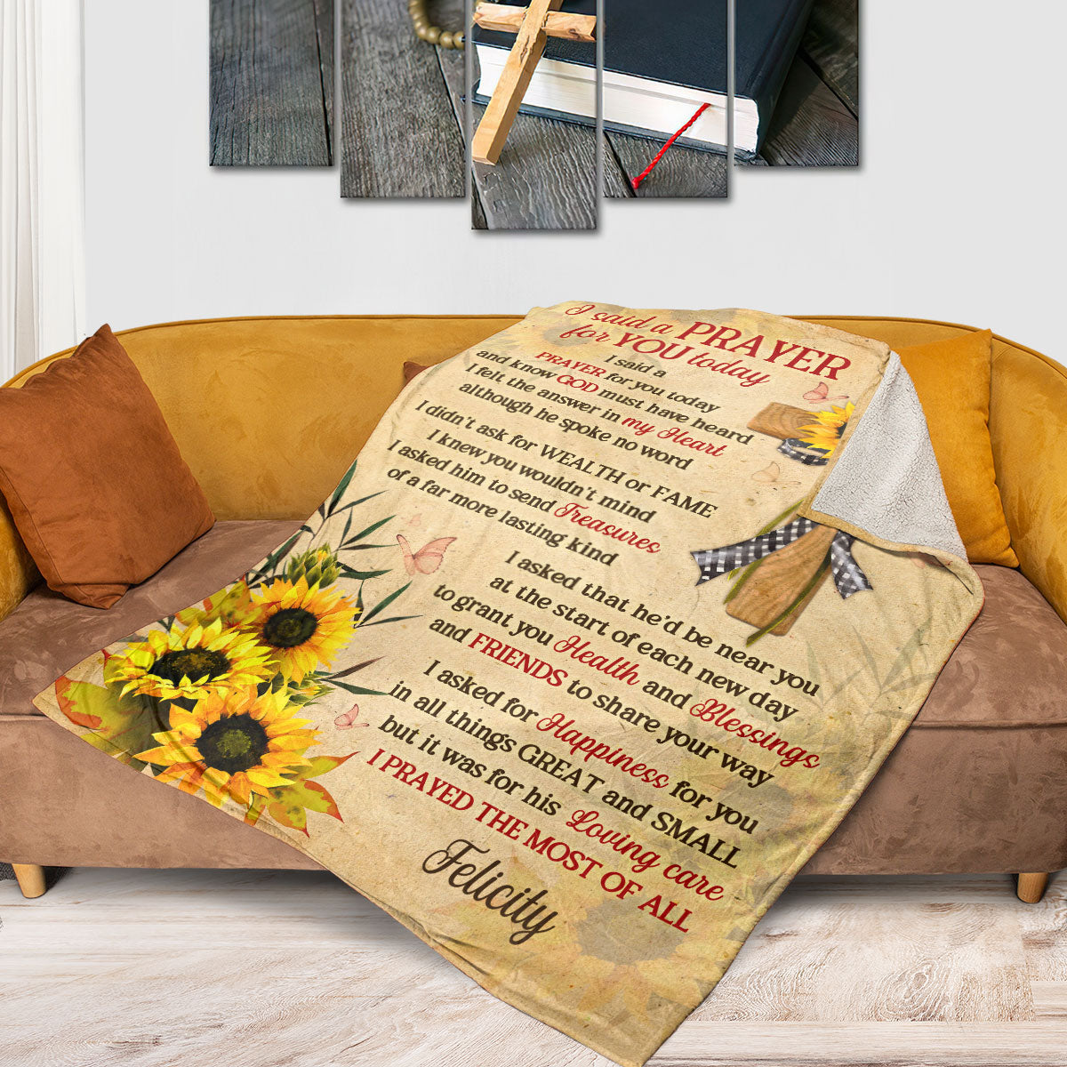 Personalized Sunflower Fleece Blanket | Best Gift For Christians | A Prayer For You Today FBH607