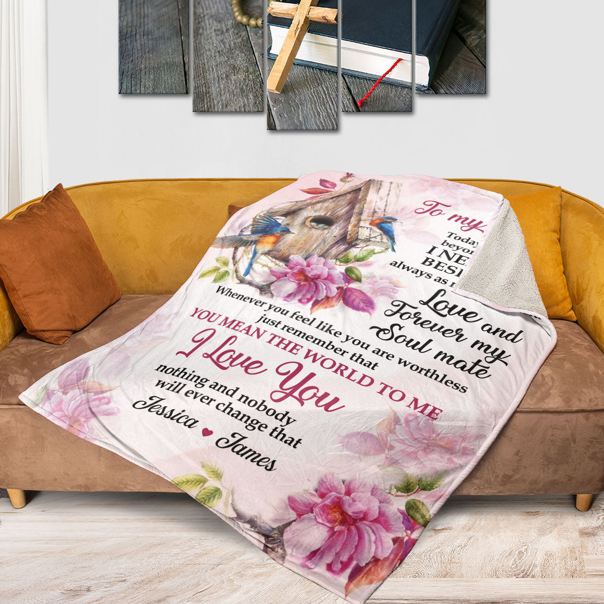 Personalized Fleece Blanket For Christian Couple | You Meant The World To Me | Meaningful Anniversary Gifts FBH818