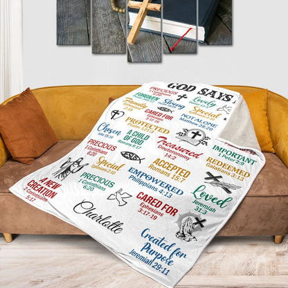 Personalized Fleece Blanket | What God Says About You | Unique Spiritual Gifts For Christians FBH742