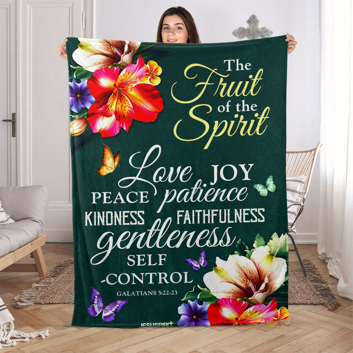 Galatians 5:22-23 | The Fruit Of The Spirit | Scripture Gifts For Christ Family | Fleece Blanket FBHN648