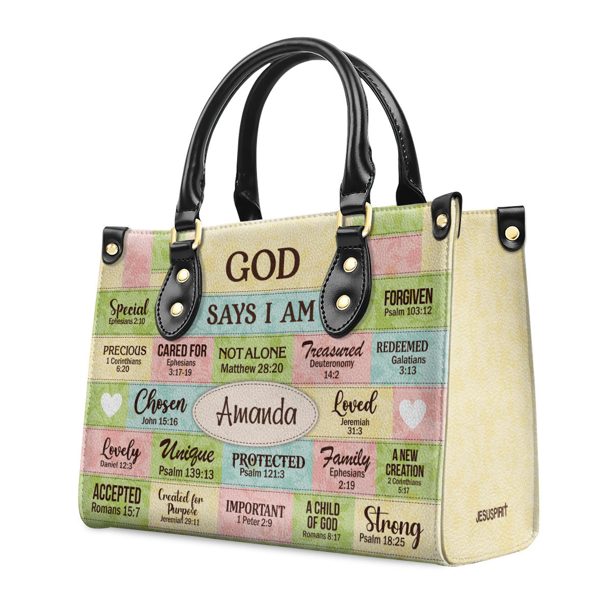 Personalized Leather Handbag With Zipper | God Says I Am | Gift For Her LHBNUHN681