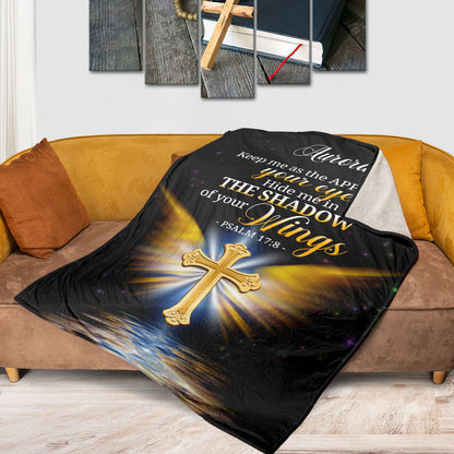 Psalm 17:8 | Hide Me In The Shadow Of Your Wings | Religious Gifts For Christian People | Personalized Fleece Blanket FBH779