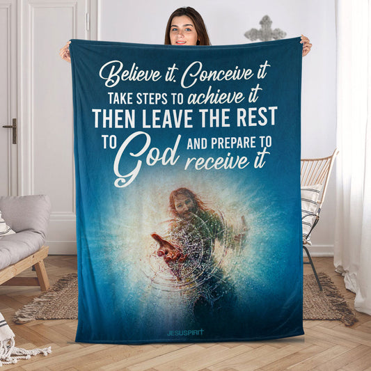 Believe It, Conceive It | Christian Fleece Blanket | Unique Spiritual Gifts For Christian People FBHN678