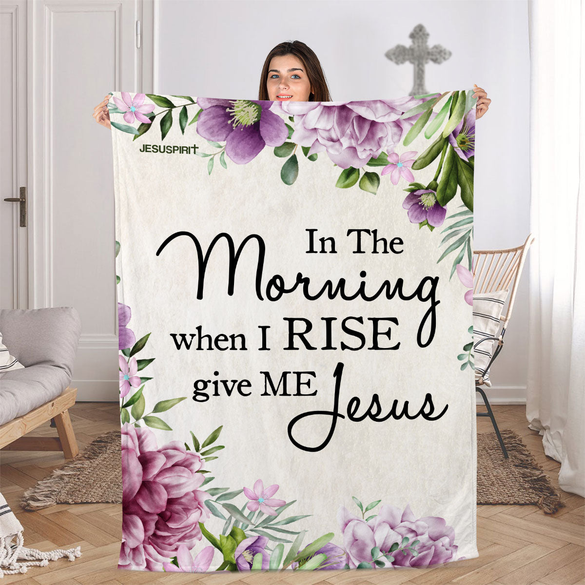 In The Morning When I Rise Give Me Jesus | Fleece Blanket For Christian People | Thoughtful Religious Gift Ideas FBHN691