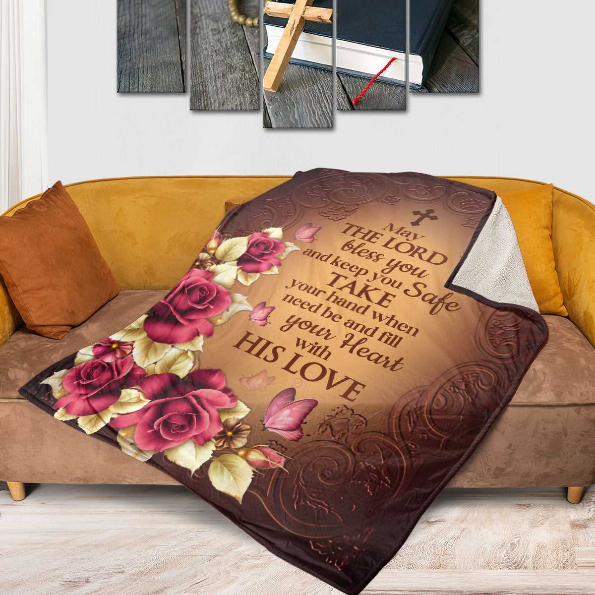 Inspiration Gift For Women | Roses Fleece Blanket | May The Lord Bless You FBH609