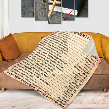 Bible Emergency Numbers - Beautiful Christian Fleece Blanket NUM355