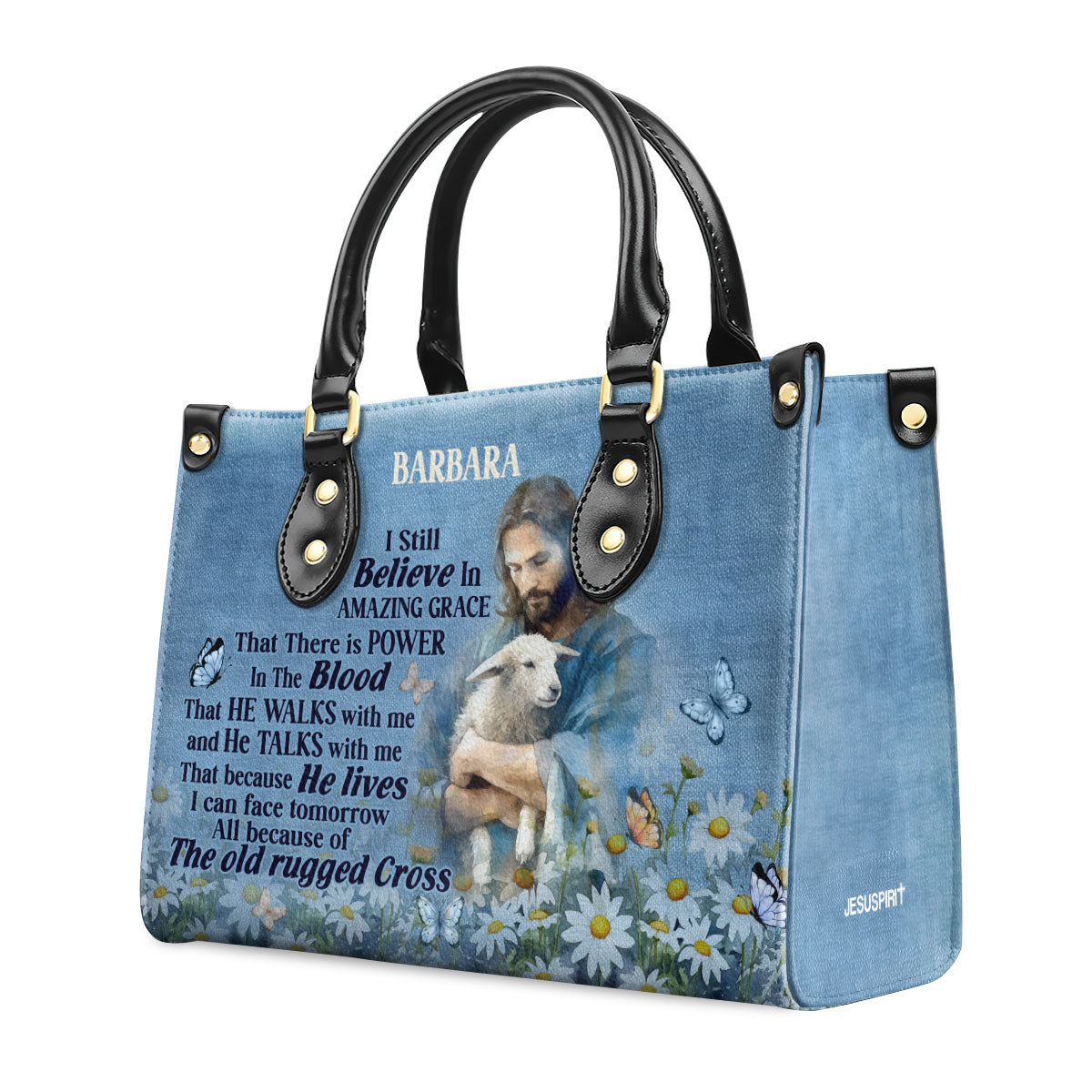 Personalized Leather Handbag With Zipper | Jesus I Still Believe In Amazing Grace LHBM742