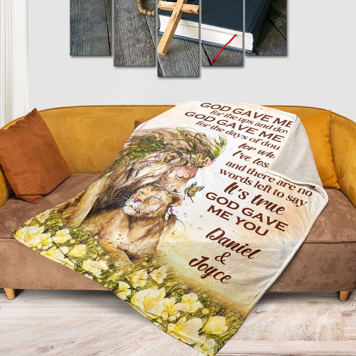 Personalized Lion Fleece Blanket | God Gave Me You | Must-Have Item For Couple FBH610