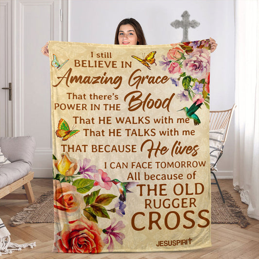 Rose And Butterfly | I Still Believe In Amazing Grace | Beautiful Fleece Blanket For Christians FBHN615