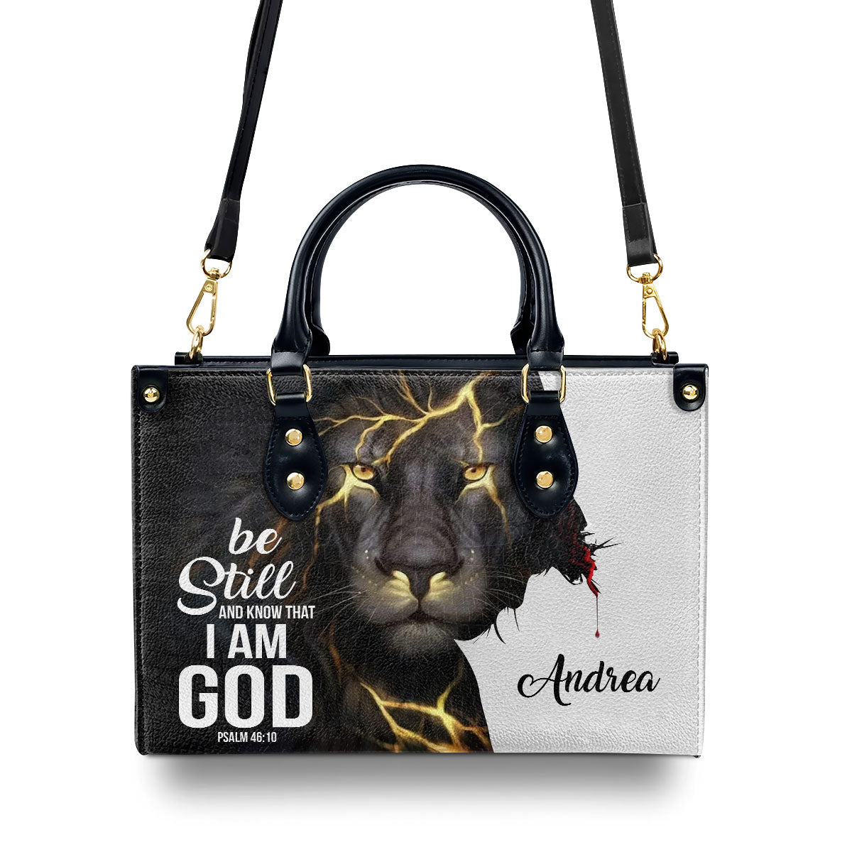 Be Still And Know That I Am God - Personalized Lion Leather Handbag H03