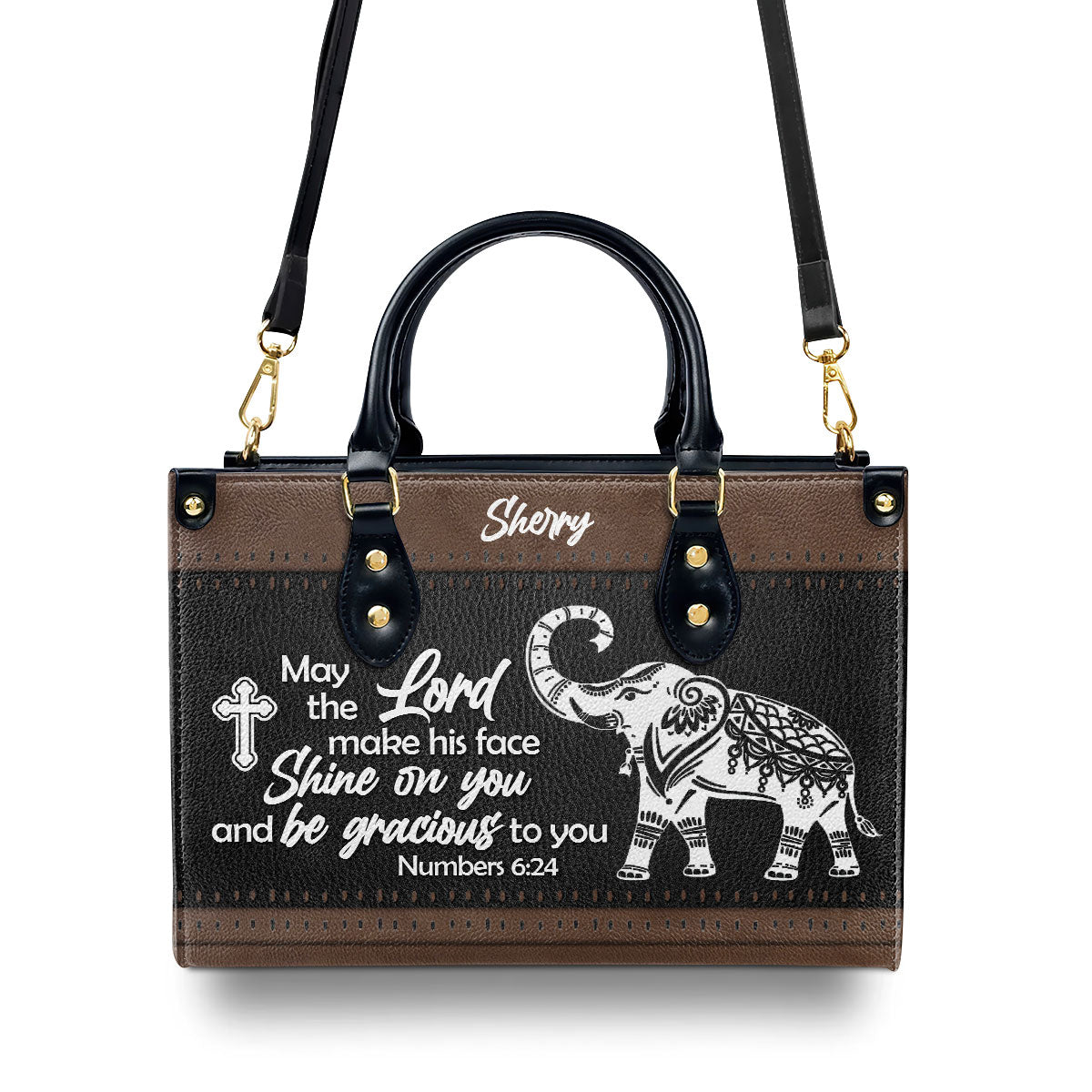 Unique Personalized Elephant Leather Handbag - May The Lord Make His Face Shine On You HN13