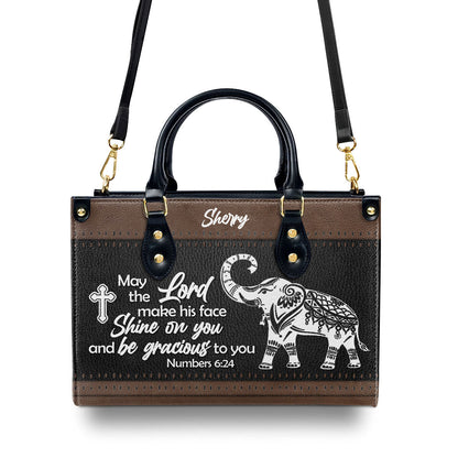 Unique Personalized Elephant Leather Handbag - May The Lord Make His Face Shine On You HN13