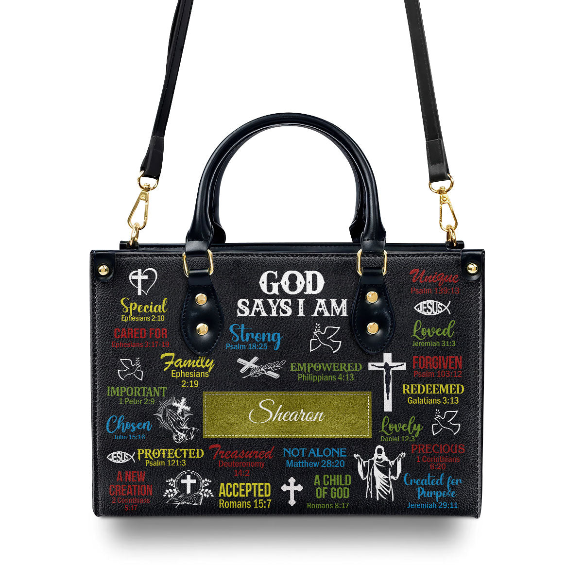 Personalized Leather Handbag With Handle | What God Says About You | Scripture Gifts For Women Of God LHBH742