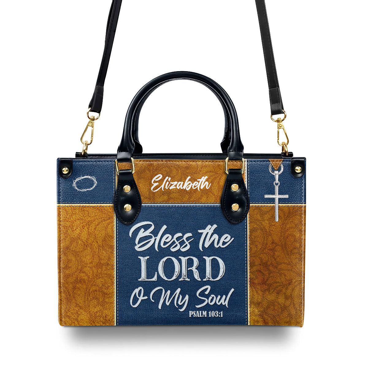 Psalm 103:1 | Bless The Lord O My Soul | Personalized Leather Handbag With Handle | Christ Gifts For Women Of God LHBHN675